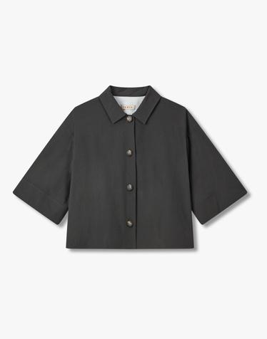 [ILAIL] 백 셔링 하프 슬리브 블라우스_챠콜 IA15360710