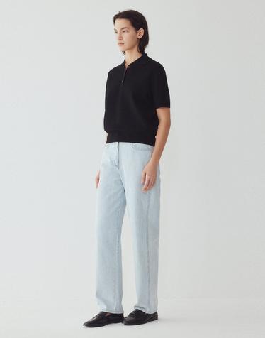 [ILAIL] 하프 슬리브 카라 풀오버_블랙 _블랙 IA16352780