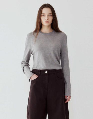 [ILAIL] 울 심플 크루넥 니트 풀오버_라이트 그레이 IA16352830