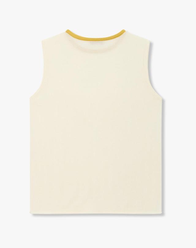 일라일 [ILAIL] 실크 블렌드 슬리브리스 니트_머스타드 IA16352705 착용컷