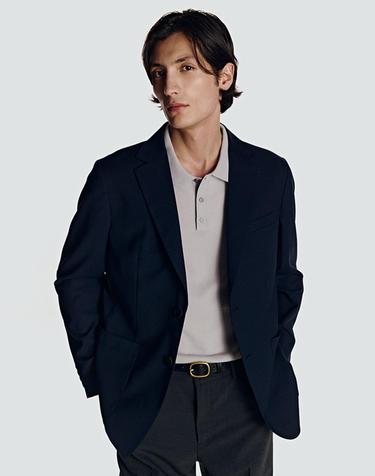 트로피컬 울 린넨 블렌드 블레이저 네이비