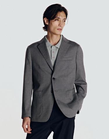 트로피컬 울 린넨 블렌드 블레이저 그레이