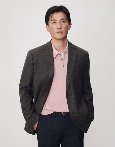 26FW 울 블렌드 헤링본 블레이저 카키베이지