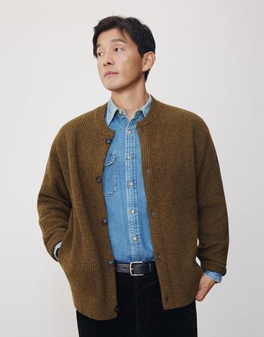 26FW 메리노 울 블렌드 니트 재킷 머스타드