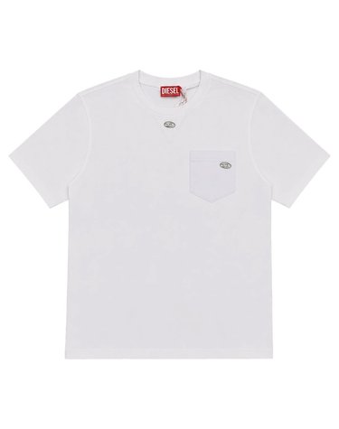 디젤 메탈 D 로고 남성 반팔 티셔츠 A22478 0AIJU 100