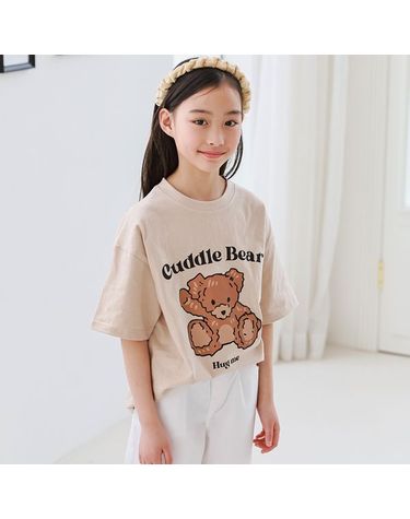 [보리보리]  JN 허그베어 티셔츠 여름 여아 주니어 초등학생 라운드 반팔 티