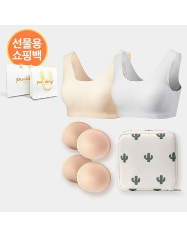 [보리보리] 푸딩선물세트뉴푸딩브라2매+추가 브라패드2세트+파우치+줄자+쇼핑백