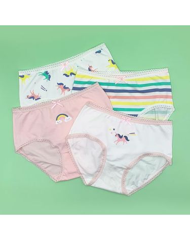 [보리보리]  여아 레인보우 아동 무형광 순면 삼각팬티 4매입