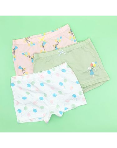 [보리보리]  여아 벌룬 아동 무형광 순면 드로즈 사각팬티 3매입
