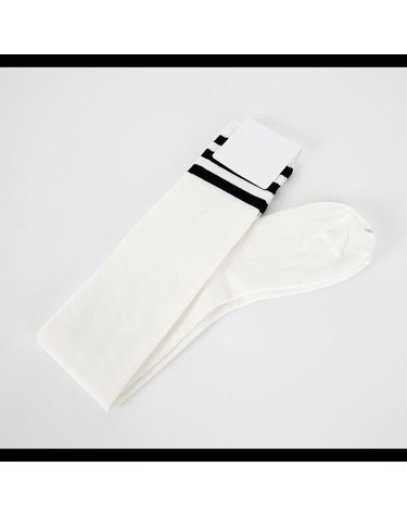 [보리보리] 화이트 검은줄 니삭스 패션양말 학생양말