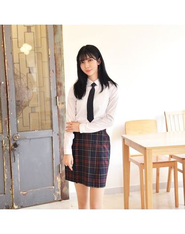 [보리보리] 라인이 예뻐보이는 레드네이비체크 주름치마 교복치마