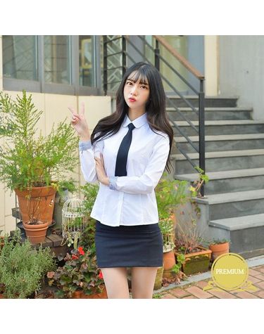 [보리보리] 프리미엄 여성 둥근카라 셔츠 둥근카라 밝은블루
