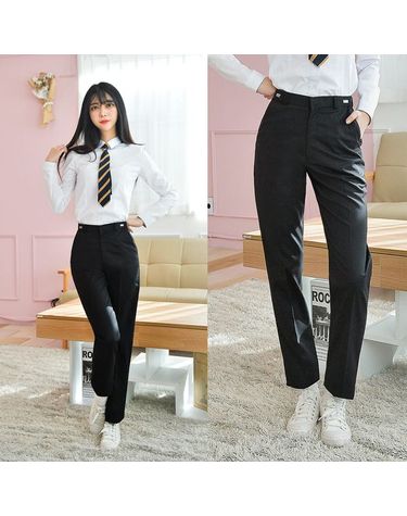[보리보리] 허리조절 스판 블랙 교복바지 여자