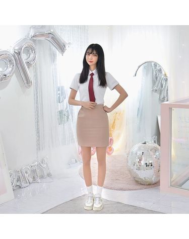 [보리보리] 하복허리조절 스판 연베이지 교복치마 스커트