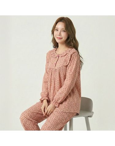 [보리보리] 바풀 JWS 181308 여성 도톰한 순면 잠옷 기모 상하 보온 실내복 세트