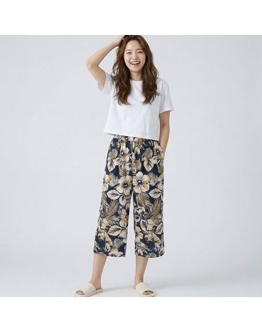 [보리보리] 바풀 HY DB 1864-1205 여성 실내복 바지 이지웨어 쿨링 봄여름 파자마 8부-브라운잎