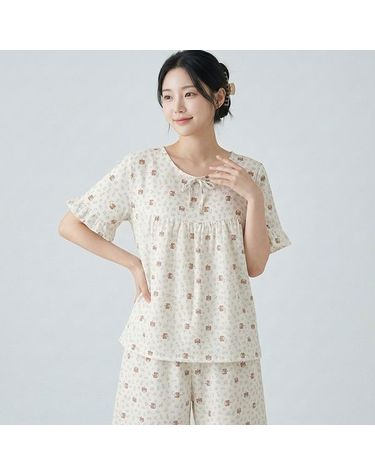 [보리보리] 바풀 TB ENNE 1812-54 여성 반팔 잠옷 프릴 봄 여름 가벼운 쿨 실내복 상하세트