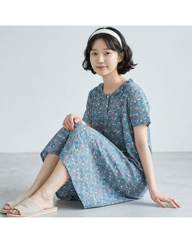 [보리보리] 바풀 NSJ 여성 봄 여름 쿨 실내복 원피스 반팔 드레스 잠옷 홈웨어