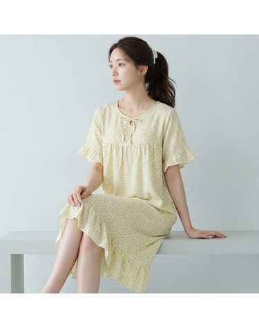 [보리보리] 바풀 TB ENNE 1812-50 여성 반팔 잠옷 원피스 프릴 봄 여름 가벼운 쿨 실내복 드레스
