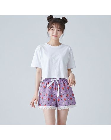 [보리보리] 바풀 TB PO-L 포포레이스 체크반바지 여성 잠옷 미니 파자마 3부 쿨링 실내복 팬츠
