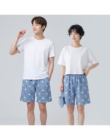 [보리보리] 바풀 HY 1863-2 남성 여성 공용 잠옷 파자마 5부 반바지 봄 여름 쿨링 엠보 실내복 팬츠