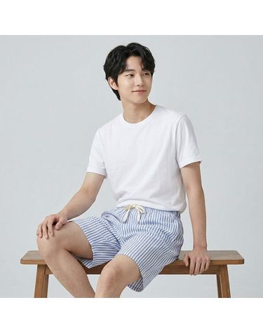 [보리보리] 바풀 TB 1862-06 남성 잠옷 파자마 5부 반바지 포켓 팬츠 스트라이프 쿨링 바지 실내복