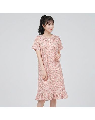[보리보리] 바풀 MJ EM 180-3 빅사이즈 여성 순면 잠옷 원피스 얇은 반팔 드레스