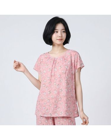 [보리보리] 바풀 SB CL 1810-05 여성 여름 잠옷 반팔 상의 부드럽고 얇은 실내복 상의