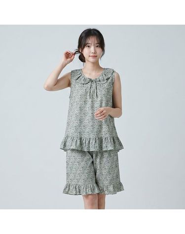 [보리보리] 바풀 TB FRILL 여성 민소매 잠옷 상하세트 프릴 나시 봄 여름 가벼운 쿨 실내복 투피스 세트