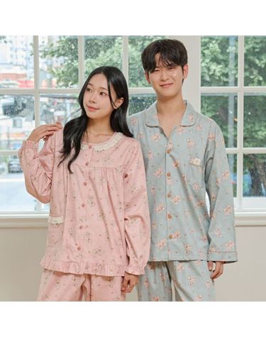 [보리보리] 순면 잠옷 남성 여성 봄 가을 패밀리 커플 파자마파티 신혼 선물 국산 홈웨어 헤더베어