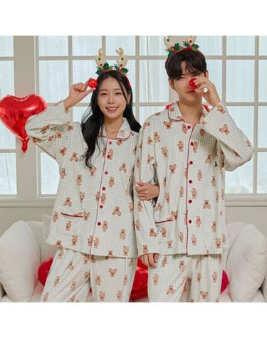 [보리보리] 크리스마스 수면 극세사 잠옷 남성 여성 체크 패밀리 커플 파자마파티 신혼 선물 국산 홈웨어