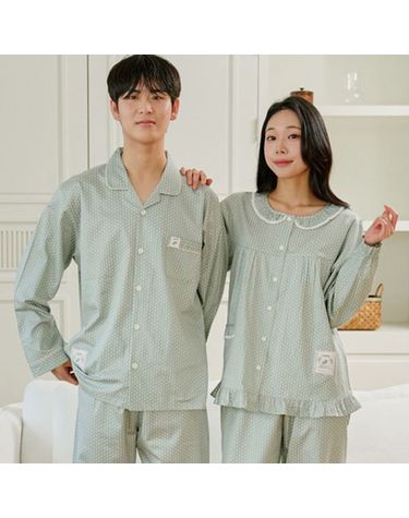 [보리보리] 순면 잠옷 남성 여성 봄 가을 간절기 패밀리 커플 파자마 신혼 시니어 부모님 선물 에버린