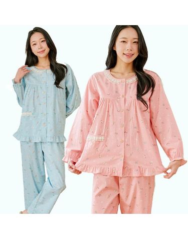 [보리보리] 여성잠옷 순면 봄 가을 간절기 생일 여행 패밀리 파자마파티 홈웨어 시니어 선물 해피고양이