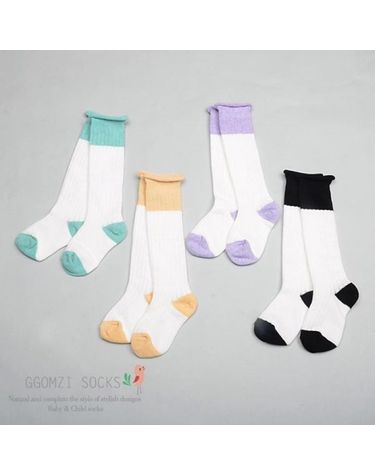 [보리보리] Y투톤골지 롤링반장/유아양말/아기반장/유아반장/신생아양말/아기양말/니삭스/무릎양말/반스타