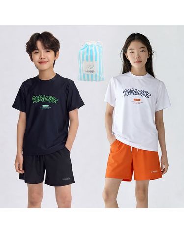 [보리보리] 주니어 남녀공용 래쉬가드+보드숏 상하세트 ST609 수영복 비치백증정