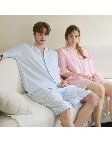 [보리보리] 바풀 LL6049-51 커플잠옷 파자마 신혼부부 여성 남성 잠옷 상하 세트