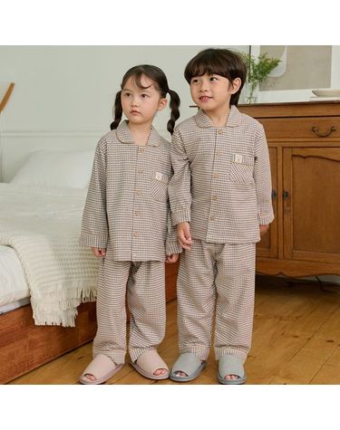 [보리보리]  로스팅 그레이 기모 공용 아동잠옷 긴팔상하세트
