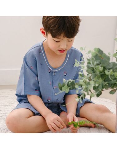 [보리보리]  국내제작 해변 60수 레이온 남아동잠옷 반팔상하세트