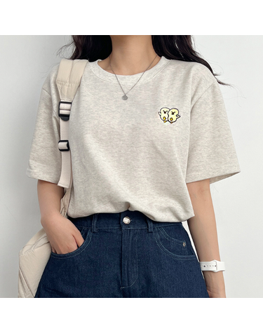 [보리보리] 쪼꼬미 오리 자수 반팔티 2컬러