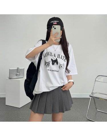 [보리보리] 트리플 캣 오버핏 반팔티 3컬러