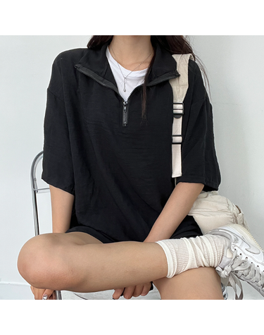 [보리보리] 하프집업 카라 트레이닝 세트 스판 밴드 여름 상하 추리닝 셋업 박시 캐주얼 꾸안꾸