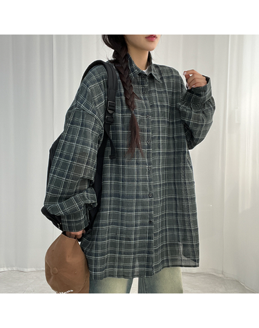[보리보리] 빈티지 왕오버핏 체크 남방 2컬러