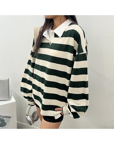 [보리보리] 마크 단가라 오버핏 카라 긴팔티 카라티 오버핏카라티 오버핏단가라티 학생카라티