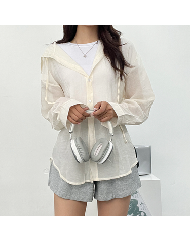 [보리보리] 시스루 루즈핏 긴팔 후드 셔츠 커버업 여름 셔츠 남방 오버핏 후드셔츠 박시 꾸안꾸 학생