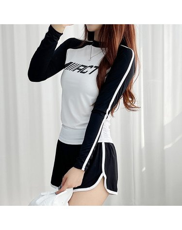 [보리보리] 비치웨어 슬림핏 액트 배색 래쉬가드 2컬러 수영복 긴팔 상의 물놀이 바캉스 여름 워터밤