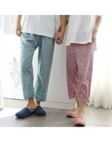 [보리보리] 순면 특면 커플 잠옷바지 남성 파자마 여성 수면바지 큐티컵