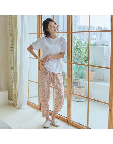 [보리보리] 찌니야 국내제작 아띠플라워 여성용 30수 개버딘 8부잠옷바지