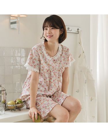 [보리보리] 찌니야 국내제작 여성잠옷 글로리 60수 순면 반팔상하세트