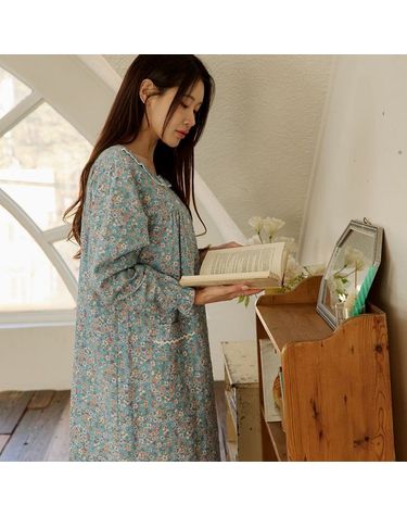 [보리보리] 찌니야 여성잠옷 로시플라워 긴팔원피스잠옷