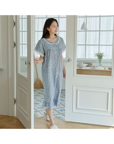 [보리보리] 찌니야 여성잠옷 로시플라워 반팔원피스잠옷
